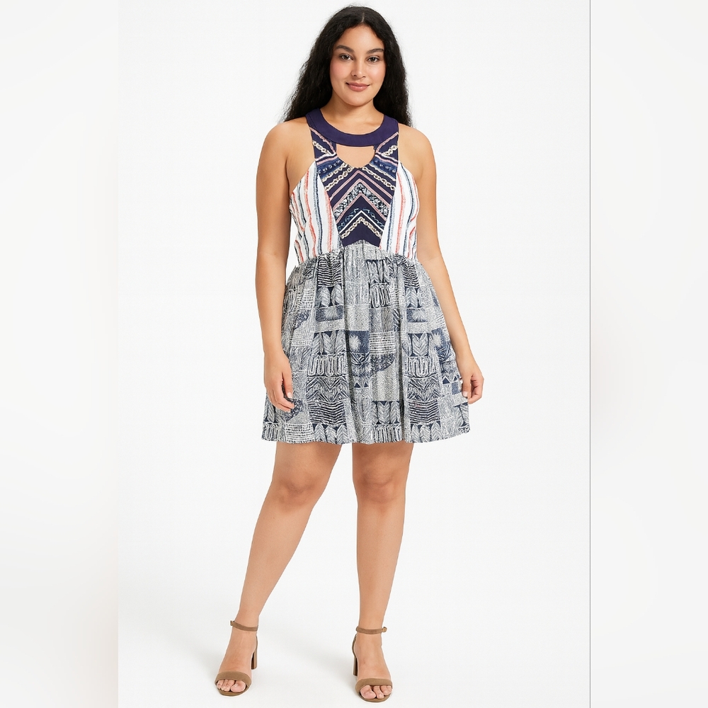 Flying Tomato Embroidered Print Tunic Dress